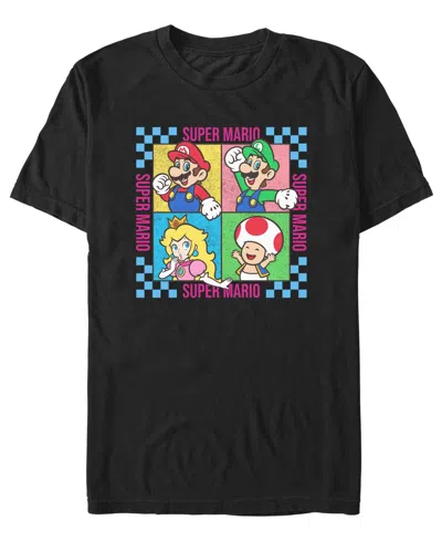 Fifth Sun Men'sâ Nintendo Mario Group Four Square T-shirt In Black