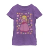 Fifth Sun Princess Peach Little & Big Kid Girls Crew Neck Short Sleeve Slim Fit Super Mario Graphic T-shirt In Purple