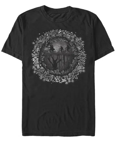 Fifth Sun Stranger Things Men's Into The Upside Down Silhouettes Short Sleeve T-shirt In Black