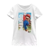 Fifth Sun The Super Mario Bros. Movie Little & Big Kid Girls Crew Neck Short Sleeve Regular Fit Luigi Super Ma In White