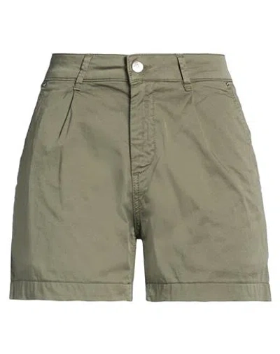 Fifty Four Woman Shorts & Bermuda Shorts Military Green Size 28 Cotton, Elastane