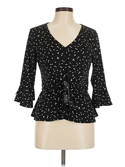Pre-owned Fifty Street 3/4 Sleeve Blouse In Black