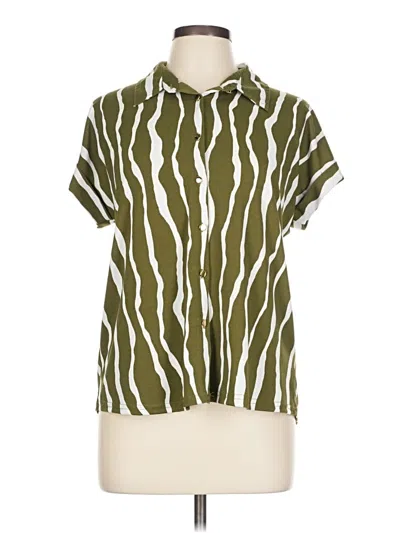 Pre-owned Fifty Street Short Sleeve Blouse In Green