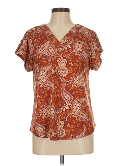 Pre-owned Fifty Street Short Sleeve Blouse In Orange