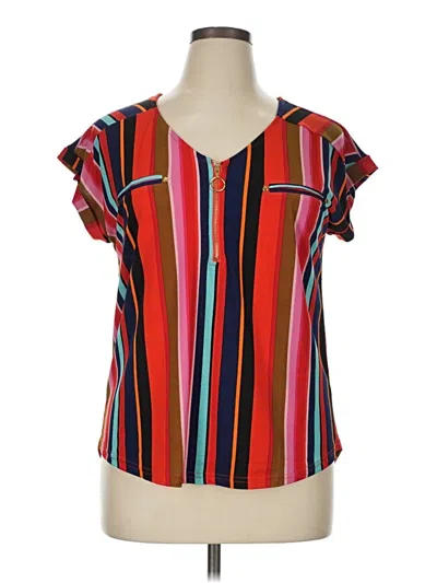 Pre-owned Fifty Street Short Sleeve Blouse In Red