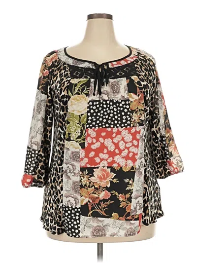 Pre-owned Fig And Flower 3/4 Sleeve Blouse In Black