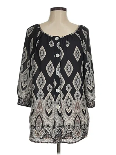 Pre-owned Fig And Flower 3/4 Sleeve Blouse In Black