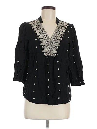 Pre-owned Fig And Flower 3/4 Sleeve Blouse In Black
