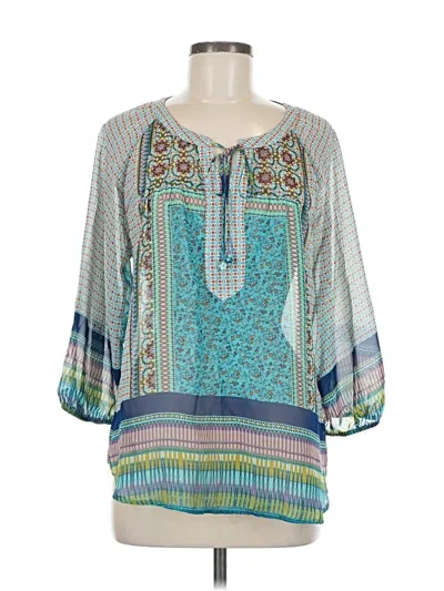 Pre-owned Fig And Flower 3/4 Sleeve Blouse In Blue