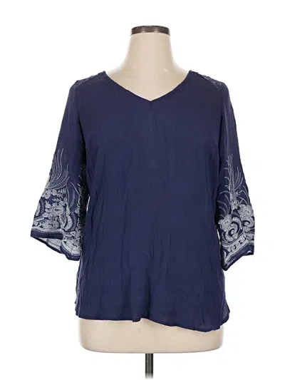 Pre-owned Fig And Flower 3/4 Sleeve Blouse In Blue