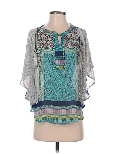 Pre-owned Fig And Flower 3/4 Sleeve Blouse In Blue