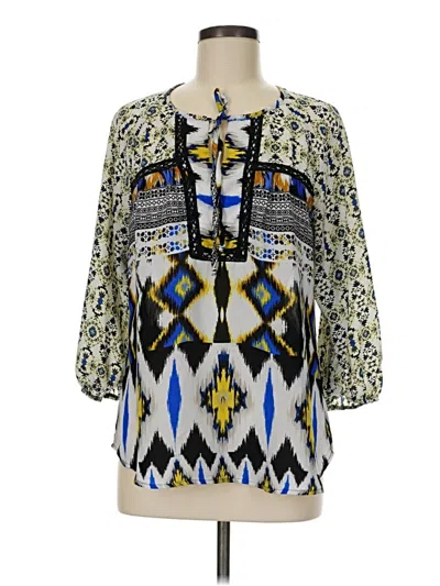 Pre-owned Fig And Flower 3/4 Sleeve Blouse In Blue