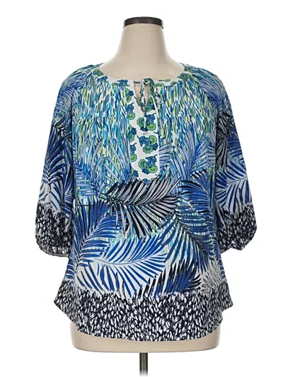 Pre-owned Fig And Flower 3/4 Sleeve Blouse In Blue