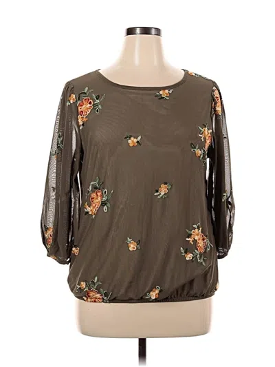 Pre-owned Fig And Flower 3/4 Sleeve Blouse In Brown