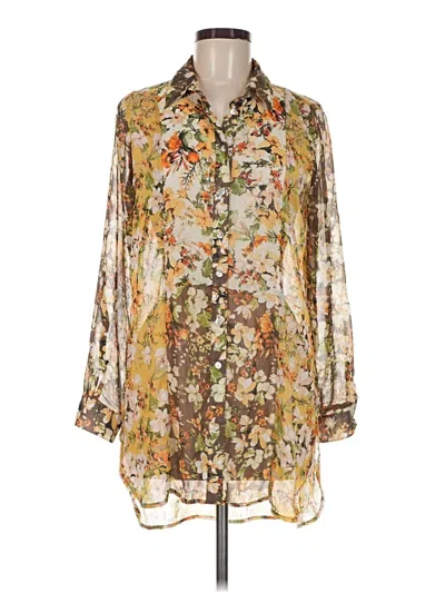 Pre-owned Fig And Flower 3/4 Sleeve Blouse In Gold