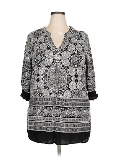 Pre-owned Fig And Flower 3/4 Sleeve Blouse In Gray