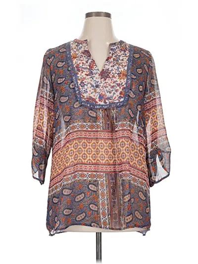 Pre-owned Fig And Flower 3/4 Sleeve Blouse In Gray