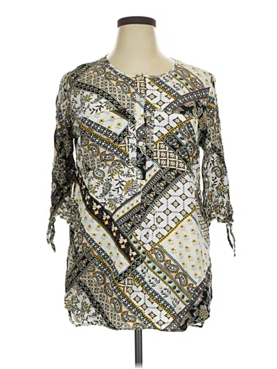 Pre-owned Fig And Flower 3/4 Sleeve Blouse In Gray