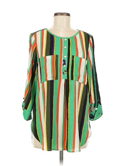 Pre-owned Fig And Flower 3/4 Sleeve Blouse In Green