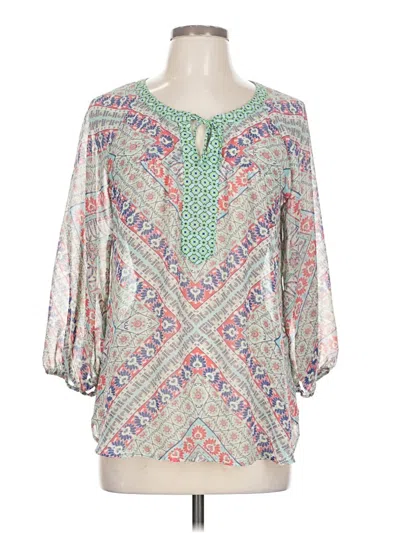 Pre-owned Fig And Flower 3/4 Sleeve Blouse In Green