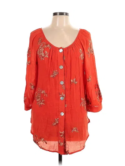 Pre-owned Fig And Flower 3/4 Sleeve Blouse In Orange