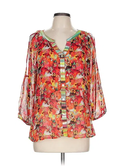 Pre-owned Fig And Flower 3/4 Sleeve Blouse In Orange