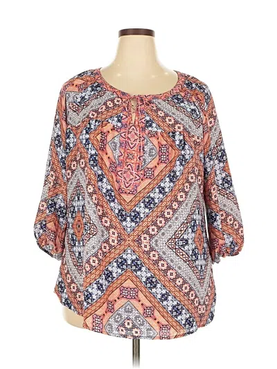 Pre-owned Fig And Flower 3/4 Sleeve Blouse In Orange