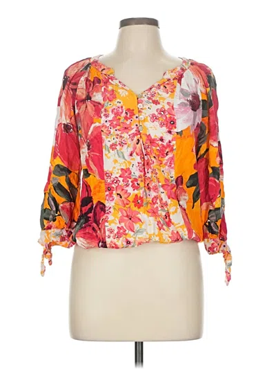 Pre-owned Fig And Flower 3/4 Sleeve Blouse In Orange