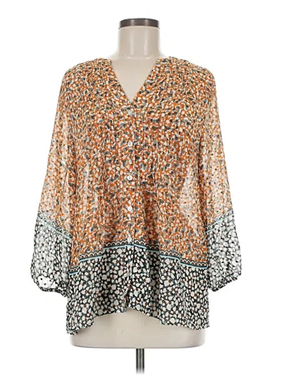 Pre-owned Fig And Flower 3/4 Sleeve Blouse In Orange