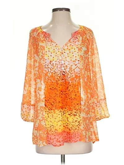 Pre-owned Fig And Flower 3/4 Sleeve Blouse In Orange