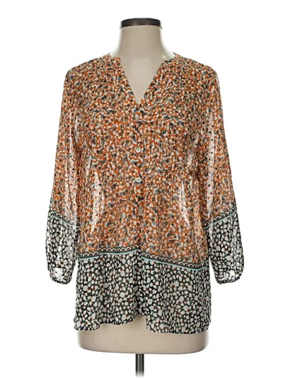 Pre-owned Fig And Flower 3/4 Sleeve Blouse In Orange