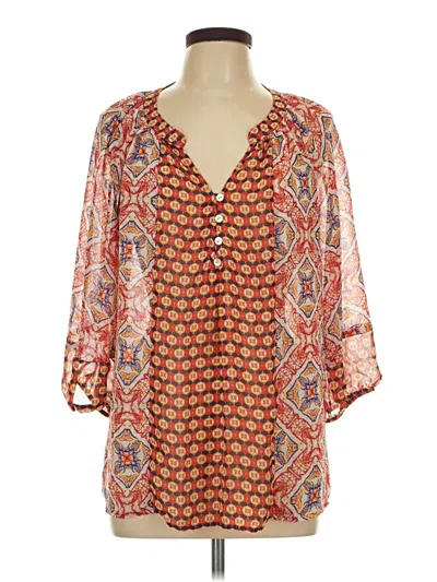 Pre-owned Fig And Flower 3/4 Sleeve Blouse In Orange