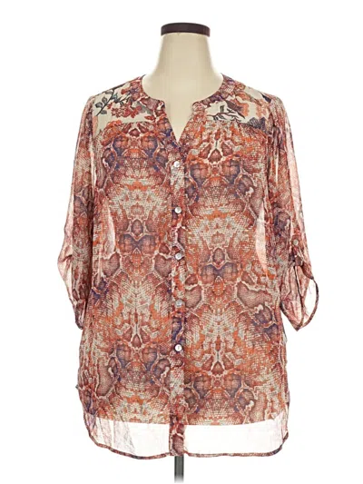 Pre-owned Fig And Flower 3/4 Sleeve Blouse In Orange