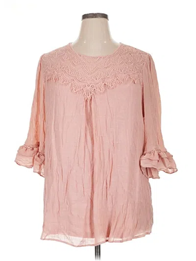 Pre-owned Fig And Flower 3/4 Sleeve Blouse In Pink