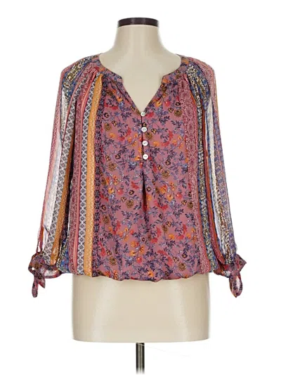 Pre-owned Fig And Flower 3/4 Sleeve Blouse In Purple