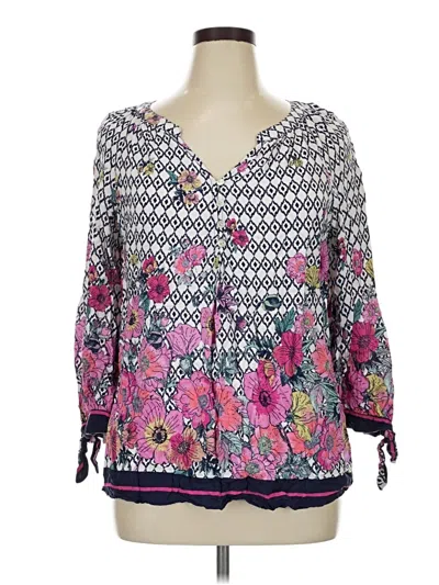 Pre-owned Fig And Flower 3/4 Sleeve Blouse In Purple