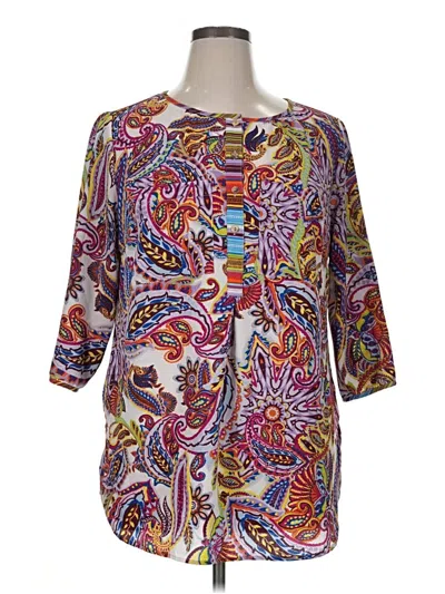 Pre-owned Fig And Flower 3/4 Sleeve Blouse In Purple
