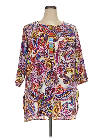 Pre-owned Fig And Flower 3/4 Sleeve Blouse In Purple