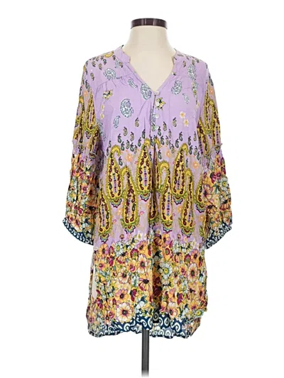 Pre-owned Fig And Flower 3/4 Sleeve Blouse In Purple