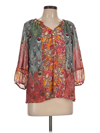 Pre-owned Fig And Flower 3/4 Sleeve Blouse In Red