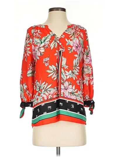 Pre-owned Fig And Flower 3/4 Sleeve Blouse In Red