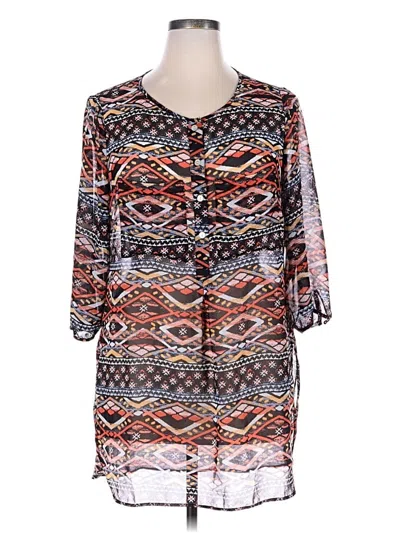 Pre-owned Fig And Flower 3/4 Sleeve Blouse In Silver