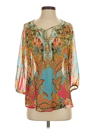 Pre-owned Fig And Flower 3/4 Sleeve Blouse In Teal