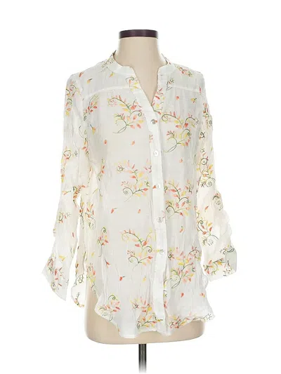 Pre-owned Fig And Flower 3/4 Sleeve Blouse In White