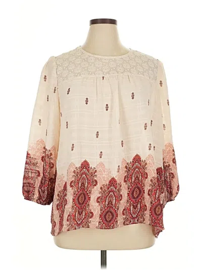 Pre-owned Fig And Flower 3/4 Sleeve Blouse In White