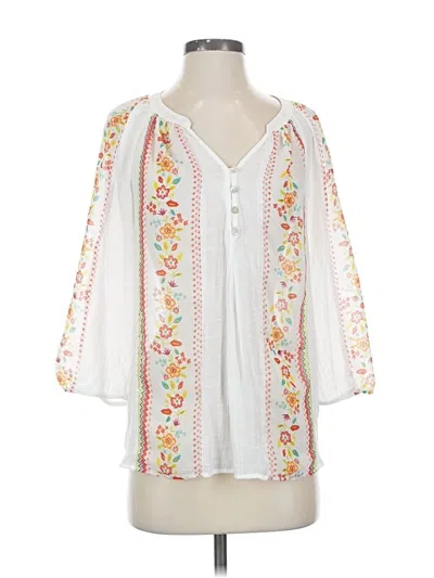 Pre-owned Fig And Flower 3/4 Sleeve Blouse In White