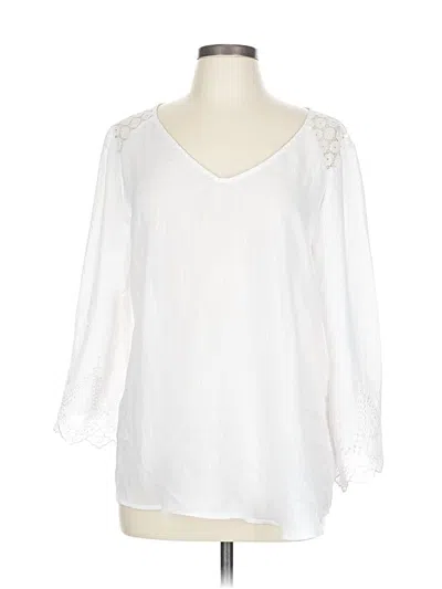 Pre-owned Fig And Flower 3/4 Sleeve Blouse In White