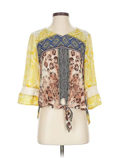 Pre-owned Fig And Flower 3/4 Sleeve Blouse In Yellow