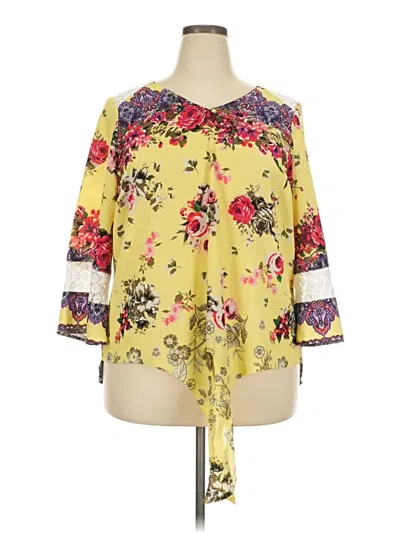 Pre-owned Fig And Flower 3/4 Sleeve Blouse In Yellow