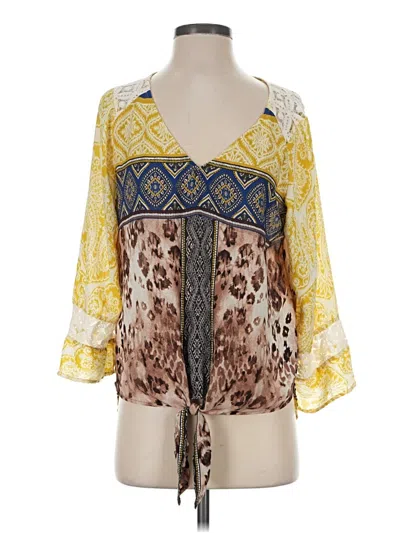 Pre-owned Fig And Flower 3/4 Sleeve Blouse In Yellow